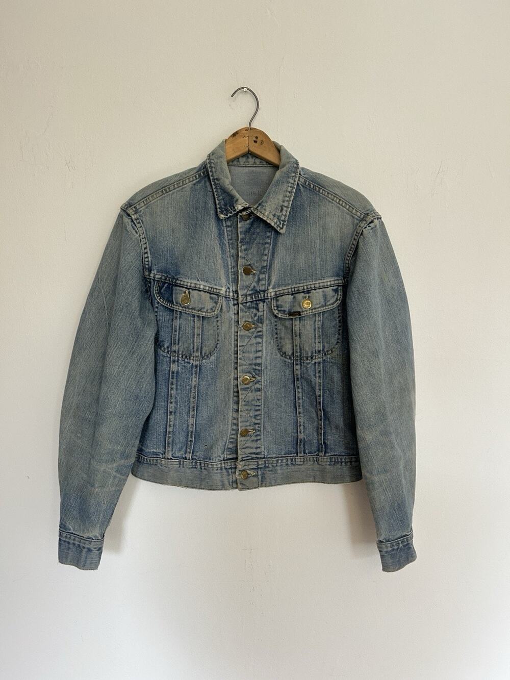 Vintage 60s 70s Lee Riders 101-J Denim Jacket 44 Large Faded Distressed USA